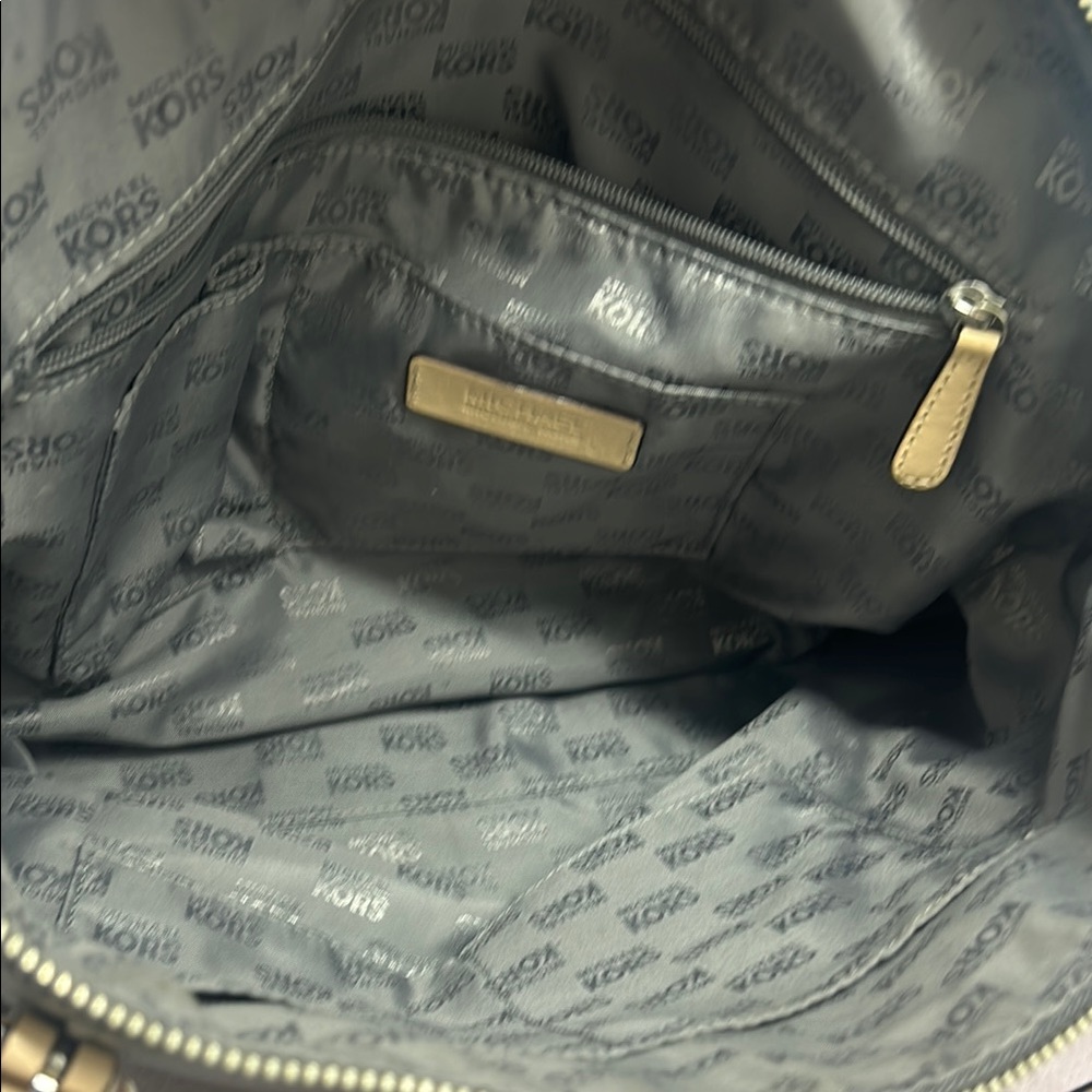 Michael Kors Gray and Tan Shoulder Bag with Gold Accents - Picture 6 of 6